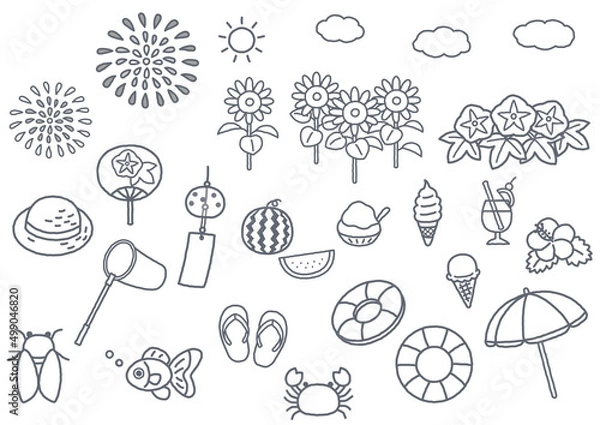 Obraz 夏のイラスト　線画