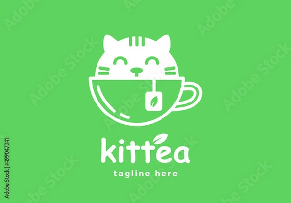 Obraz Little cat logo, suitable for the tea shops, cafes, and others.
