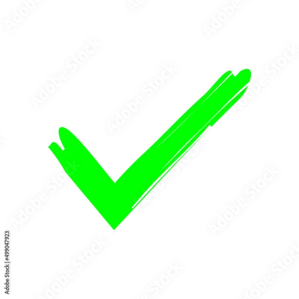 Fototapeta paintbrush green check mark icon. Tick symbol in green color vector