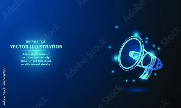 Obraz Glow megaphone on blue abstract background simple blue background Starlight background