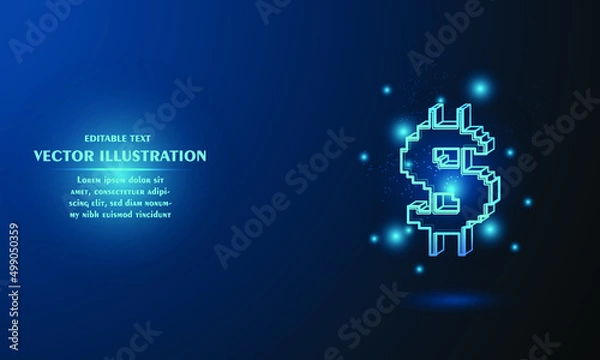 Obraz Glow dollar on blue abstract background simple blue background Starlight background