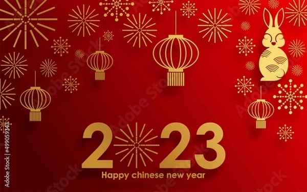 Fototapeta Happy chinese new year 2023 year of the rabbit