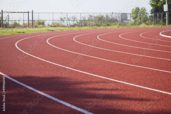 Fototapeta 屋外の陸上競技場のトラックレーン Track lane of athletic field