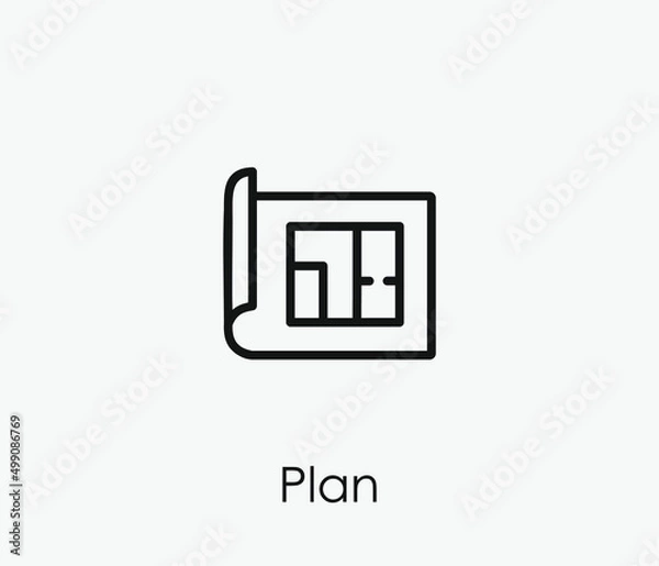 Fototapeta House plan vector icon. Editable stroke. Symbol in Line Art Style for Design, Presentation, Website or Apps Elements, Logo. Pixel vector graphics - Vector