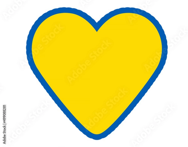 Fototapeta heart with blue edge and yellow background
