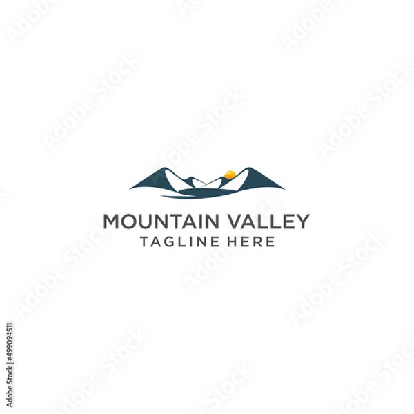 Fototapeta Mountain valley logo icon design vector template