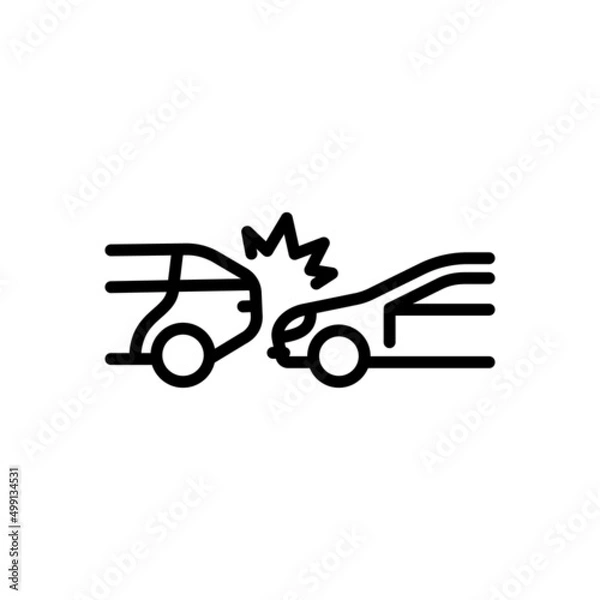 Fototapeta Non-Compliance With Distance Icon. Auto Accident. Vector sign in simple style isolated on white background.