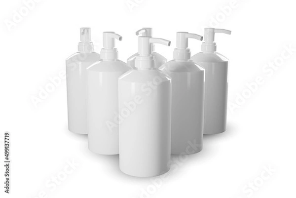 Fototapeta Cosmetic bottle package 3d rendering isolated mockup fit for your design element.