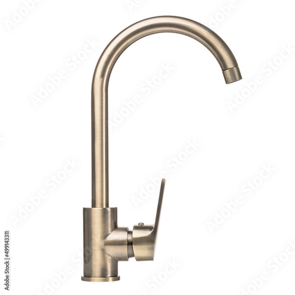 Fototapeta Water faucet on a white isolated background. Faucet for washbasin, kitchen, bathroom, shower.