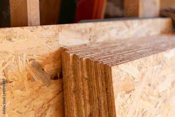 Fototapeta OSB slab building material made from reborn sawdust