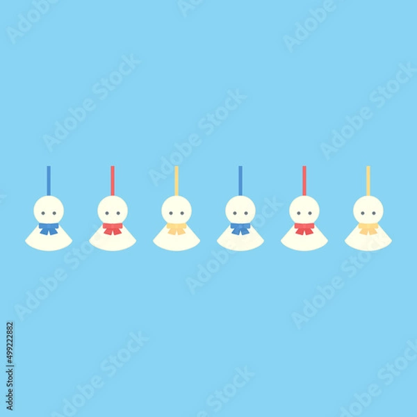 Obraz シンプルでかわいいてるてる坊主のイラスト