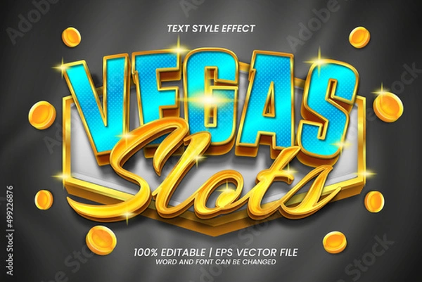 Fototapeta Editable Text Effect Vegas Slots Blue 3D Bold Luxury Style