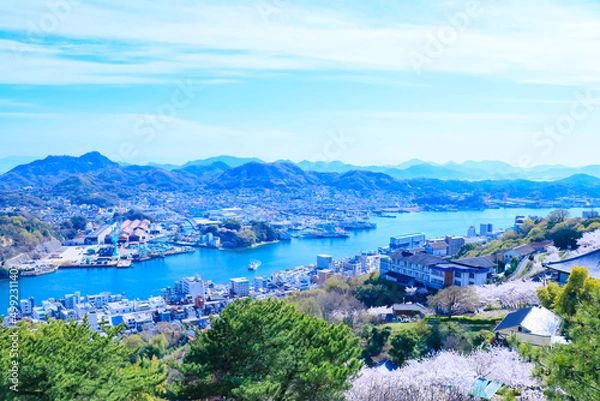 Fototapeta 千光寺公園頂上展望台から見える尾道の街並