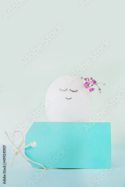 Obraz Easter eggs with painted face as concept for festive spring card..