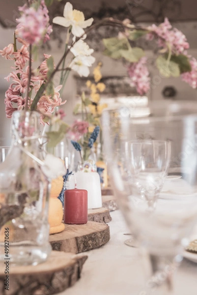 Fototapeta The beautiful Danish Easter table decoration