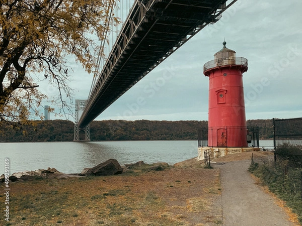 Obraz Red lighthouse on the coast