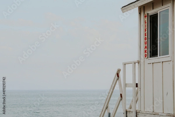Fototapeta Lifeguard hut on the beach