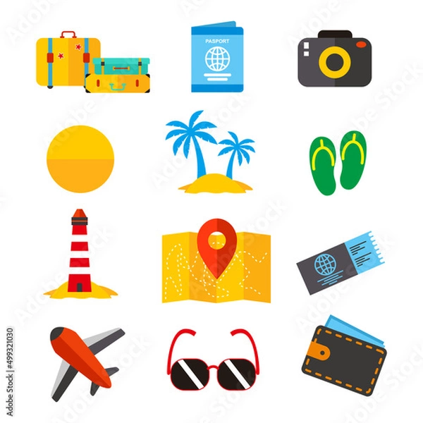 Obraz  summer and travel  icon set pack, High Quality variety symbols Vector illustration