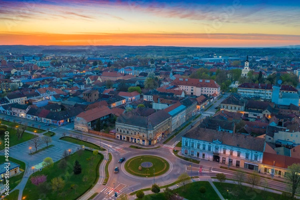 Fototapeta Beautiful Bjelovar in spring morning from above