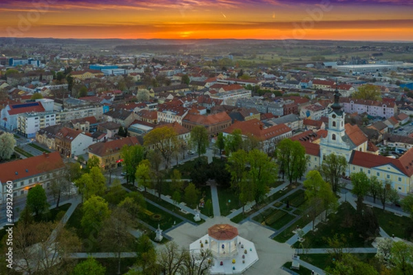 Fototapeta Beautiful Bjelovar in spring morning from above