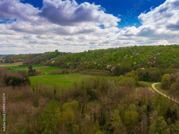 Fototapeta Beautiful Bilogora in spring from above