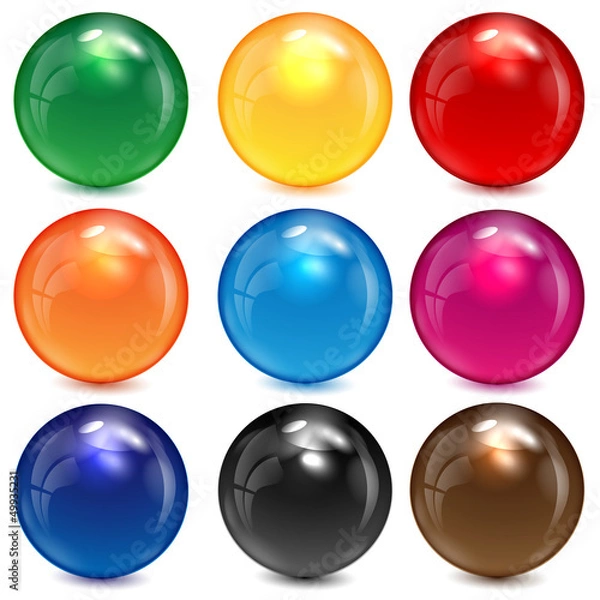 Fototapeta zestaw kolorowych kulek na białym tle