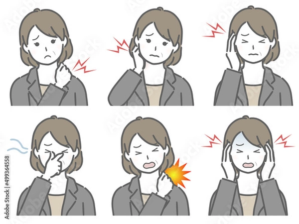 Fototapeta 色々な部分が痛むスーツの中年女性