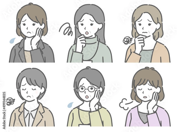 Fototapeta 困る中年女性の斜め向き上半身セット