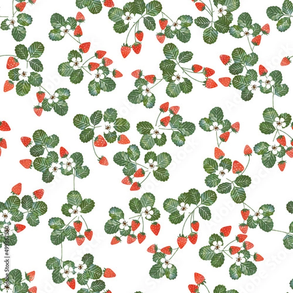 Obraz 可愛いフルーツのシームレスなパターン。テキスタイル、壁紙、包装紙のデザイン。