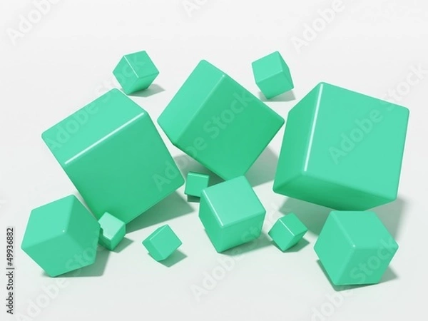 Fototapeta Scattered mint cubes