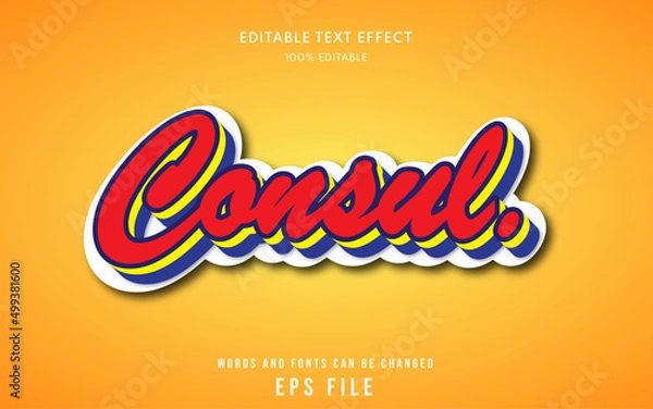 Obraz Consul text style effect editable, suitable for headline, title, lettering, etc