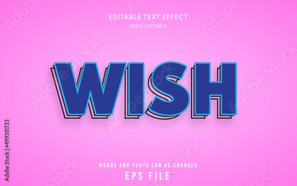 Obraz Wish text style effect editable, suitable for headline, title, lettering, etc