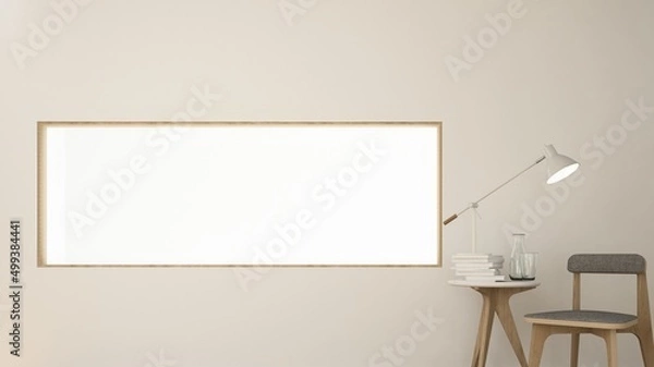 Fototapeta The interior minimal  relax space 3d rendering and  frame white background	
