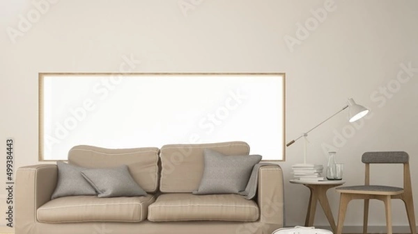 Fototapeta The interior minimal  relax space 3d rendering and  frame white background	
