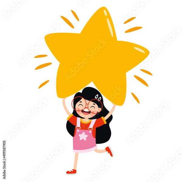 Fototapeta Concept Of Cartoon Character With Sky Elements