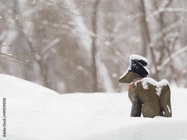 Obraz 雪の中の稲荷像