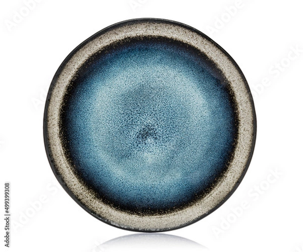 Obraz Plate on a white isolated background. View from above. Small flat round plate.