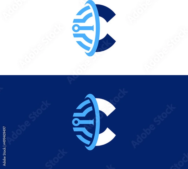 Fototapeta C Letter Creative Initial Tech Logo