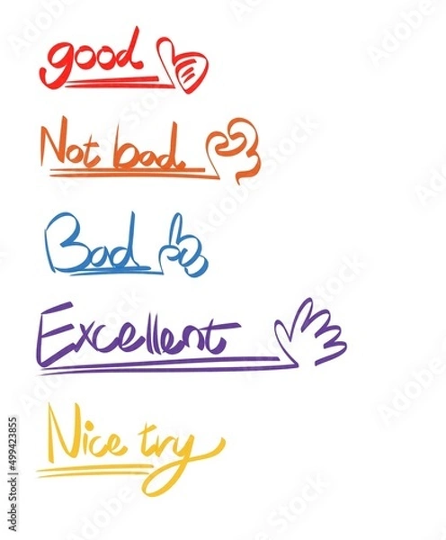 Obraz 손글씨 평가 필기 일러스트 벡터 소스 디자인