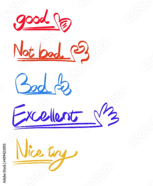 Obraz 손글씨 필기 메모 평가 일러스트 아이콘 벡터 소스 디자인