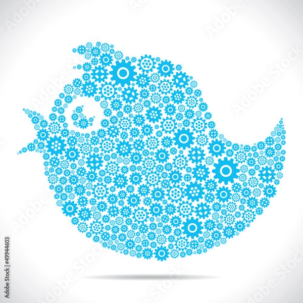Fototapeta tweet bird design with gear stock vector