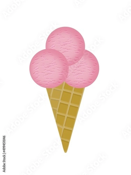 Fototapeta ice cream cone isolated  three balls