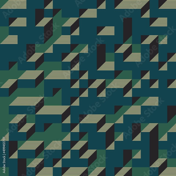 Fototapeta Implementation of Edward Zajec’s “Il Cubo” from 1971. Essentially a Truchet tile set of 8 tiles and rules for placement art illustration