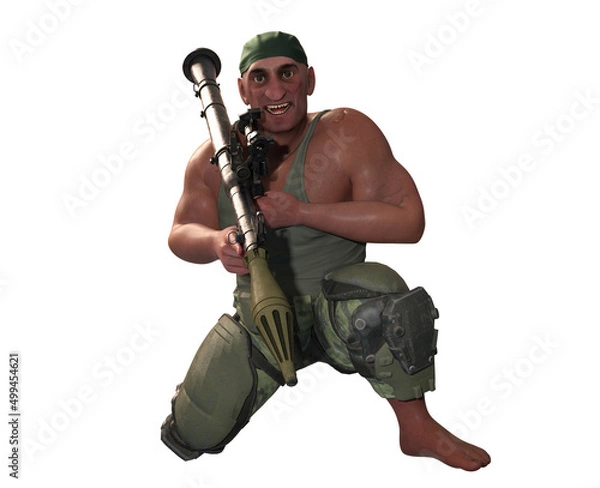 Obraz Soldier with RPG 7 isolated