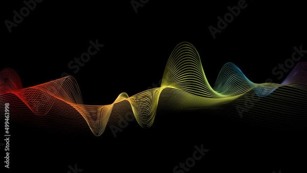 Obraz multicolored waves black background