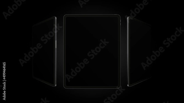 Obraz Dark Tablet Mockup from different Angles. Black Theme. Vector illustration