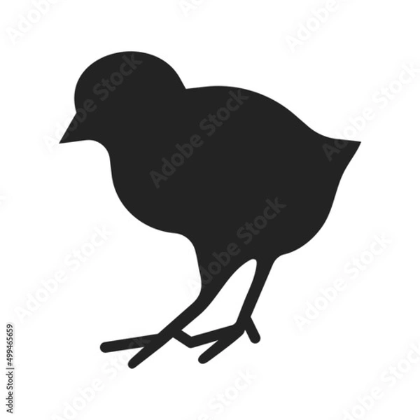 Obraz Chick silhouette Easter icon. Little chicken pictogram good for logo. Birdie realistic symbol isolated on white