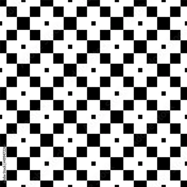 Fototapeta Seamless pattern with striped black white diagonal lines. Rhomboid scales. Optical illusion effect. Geometric tile in op art. Vector illusive background. Futuristic vibrant design.Graphic modern.