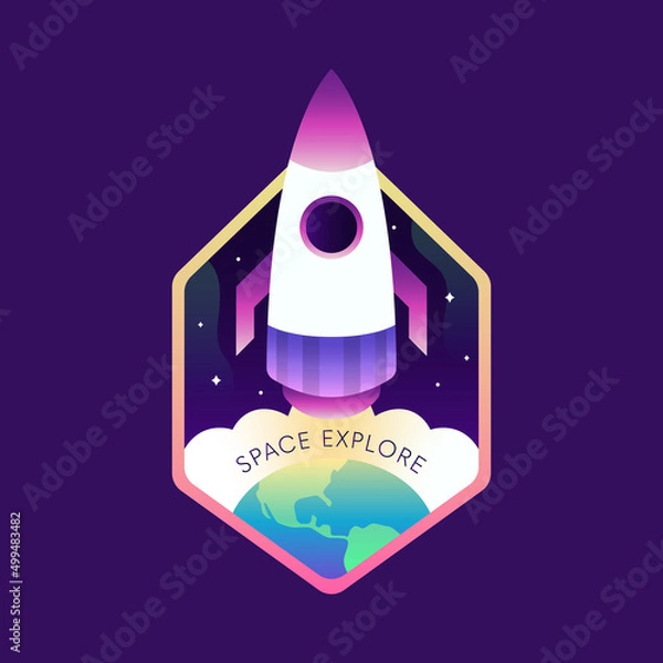 Obraz Space explore with earth and a rocket