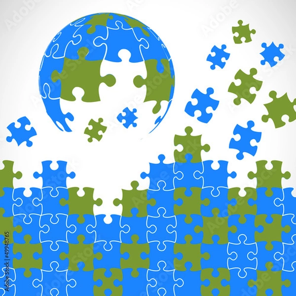 Fototapeta Puzzle pieces 3d globe vector design